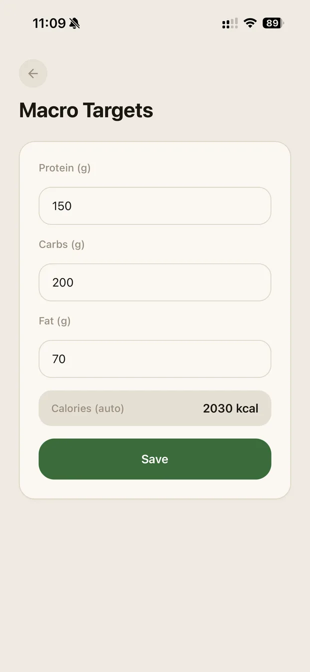 Setting daily calorie and macro targets